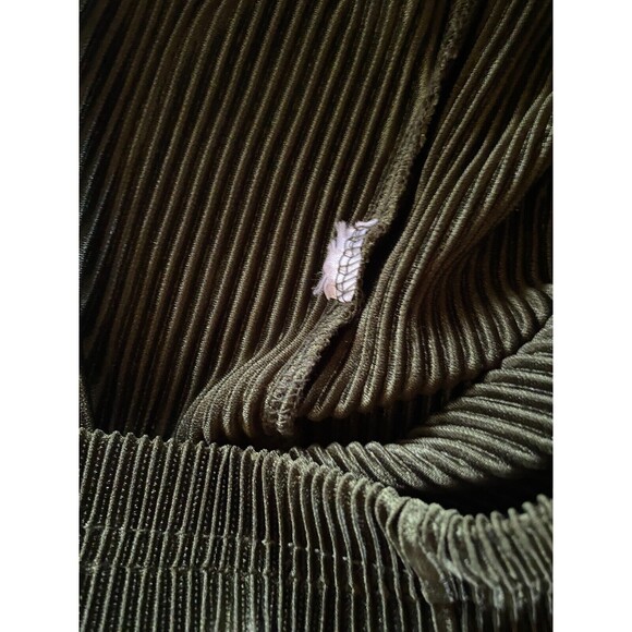 Say Anything 2pc Top Pants Sz M Olive Green Ribbed Long Sleeve Button Down Sheer - Picture 13 of 14